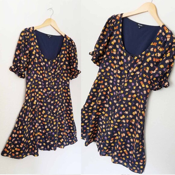 Madewell Smock-Sleeve Button-Front Mini Dress Happy Hibiscus Size 2 Floral $128 - Picture 4 of 16